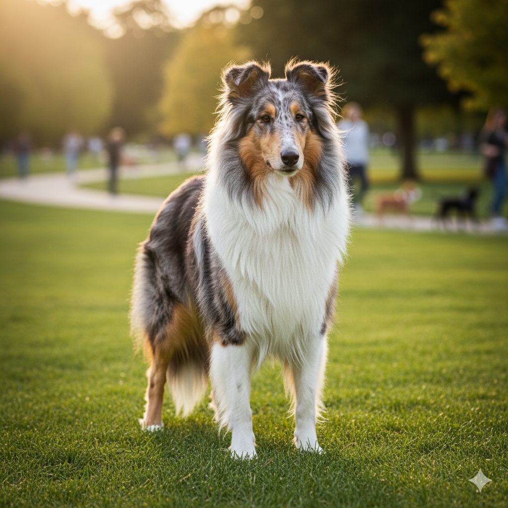 シルバーブルーがメインカラーのブルーマールのラフコリーの画像